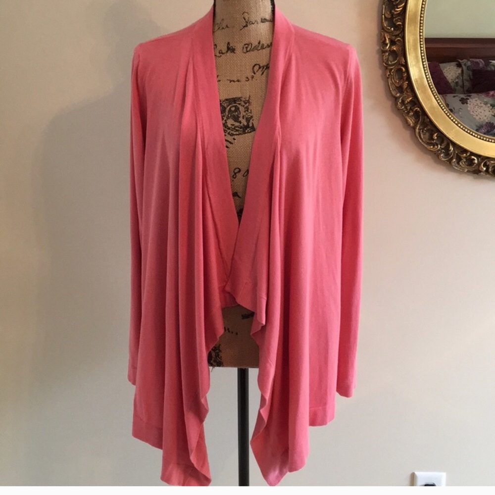 Talbots Peachy pink waterfall front cardigan